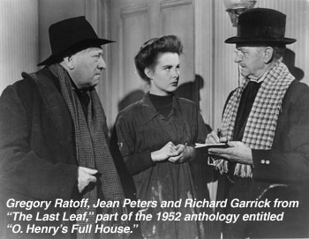 Gregory Ratoff, Jean Peters and Richard Garrick from "The Last Leaf," part of the 1952 anthology entitled "O. Henry's Full House."
